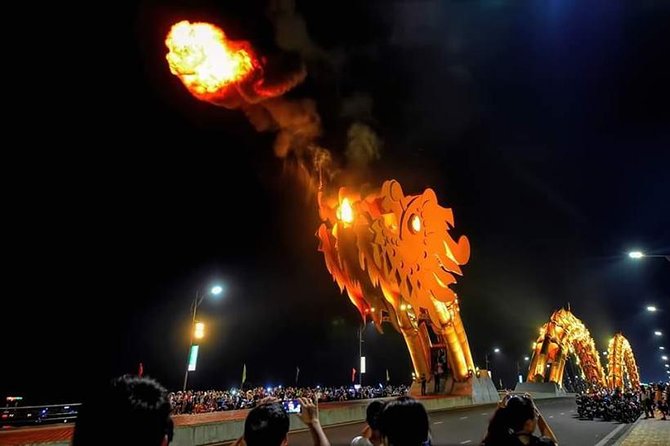 DA NANG NIGHT LIFE Tour with MARBLE MOUNTAIN & LADY BUDDHA STATUE, DRAGON BRIDGE - Door-to-door pickup at 3:00 pm: the smart way to avoid scooter chaos