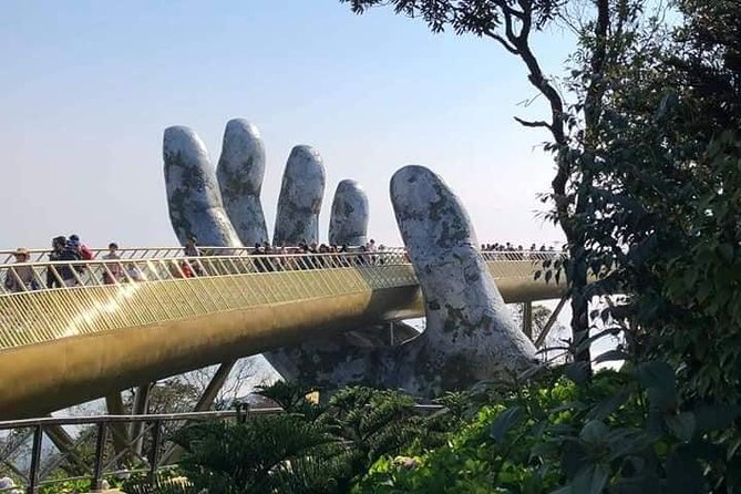 DaNang Fullday Tour-GOLDEN BRIDGE-MARBLE MOUNTAIN-MONKEY MOUNTAIN - Marble Mountains: caves, elevator convenience, and a marble-carving stop