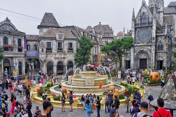 Marble Mountain - Golden Bridge - Ba Na Hills Full Day Private Tour - The Beer Plaza buffet lunch break you’ll actually want