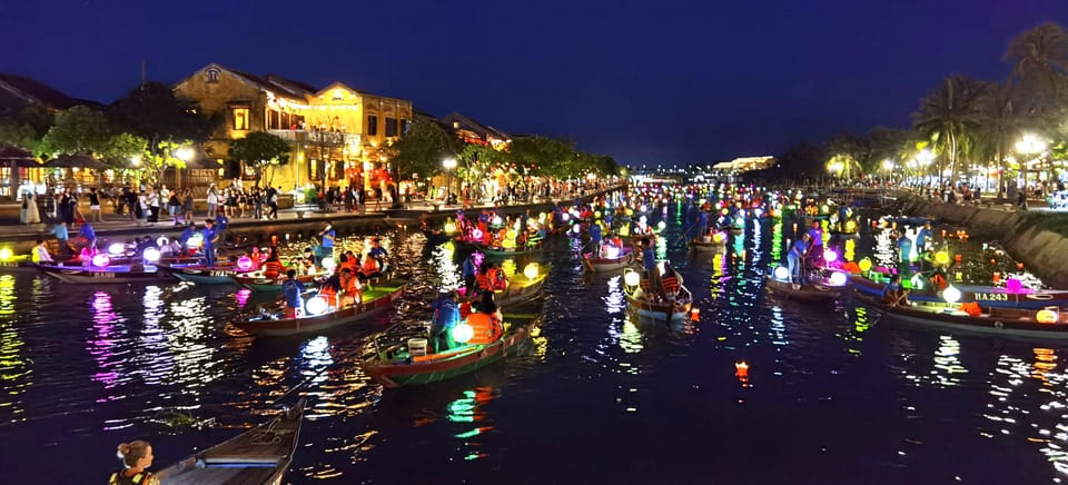Marble Mountains - Lady Buddha - Coconut Village & Hoi An - Hoi An lanterns after sunset: Chinese assembly halls, Tan Ky House, Japanese Covered Bridge