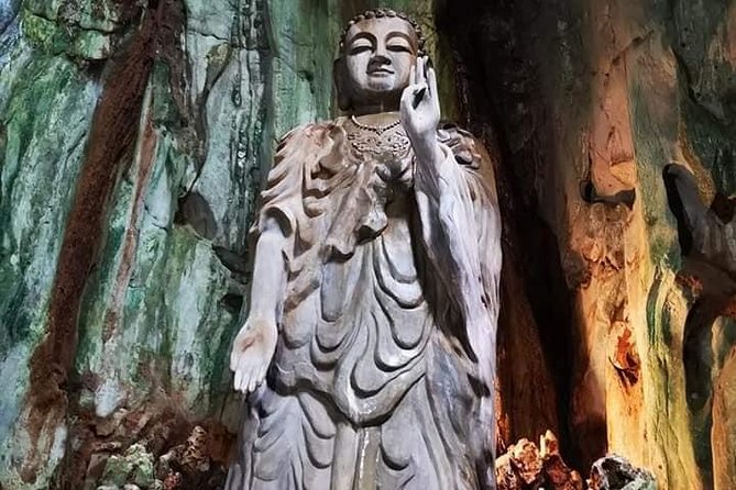 My Son Holyland , Marble Moutain,Hoi An Walking Tour with Night Market,Boat Ride - Marble Mountains: Water Mountain views, the named peaks, and a war-era cave stop